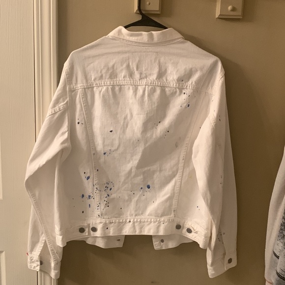 J Brand denimist White paint splatter AGNES TRUCKER Jacket-NWT-Hard to find - Picture 8 of 12